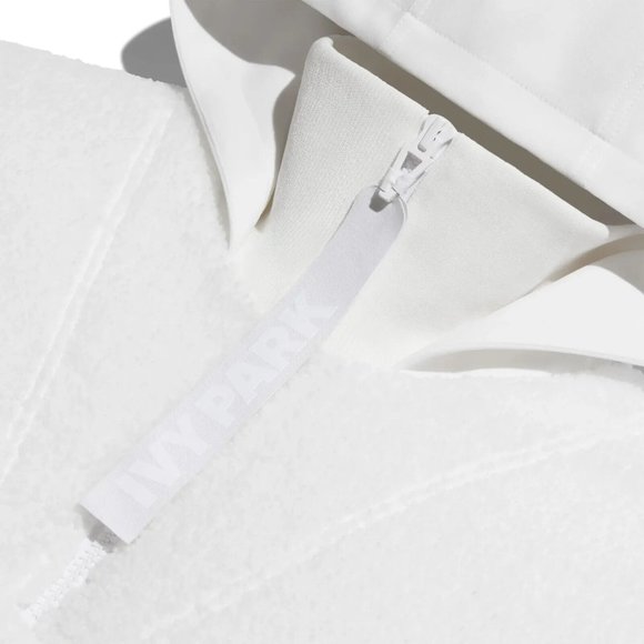 Adidas IVY PARK  Unisex White 1/2 Zip Quilted Sherpa Jacket FREE SHIPPING H18974 - Picture 3 of 9